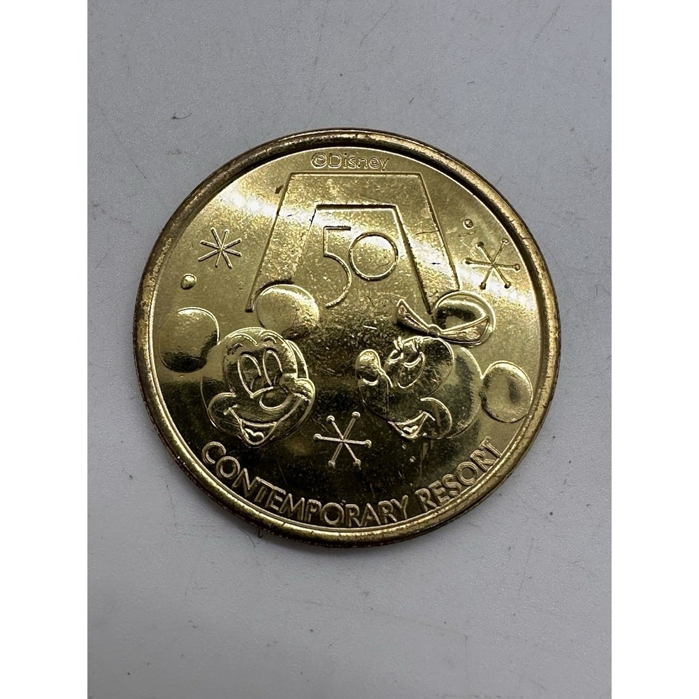 Disney World 50th Anniversary Contemporary Resort Gold‎ Medallion Coin
